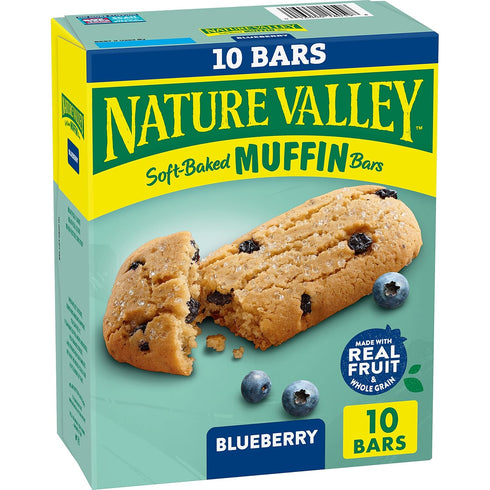 Nature Valley Soft Baked Muffin Bars, Blueberry, Snack Bars, 10 Bars, 12.4