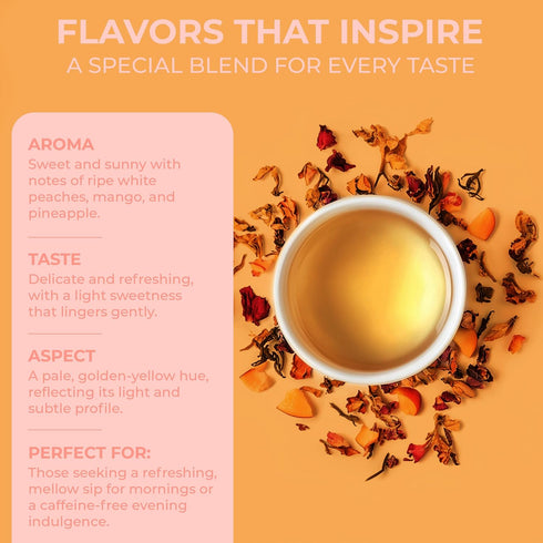 30+ 2.75oz Katys Peach Bellini Loose Tea - Apple, Peach & Mango - Light Herbal Fruit Tea, Caffeine-Free, Sugar-Free
