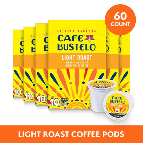 10 Count (Pack 6) Caf Bustelo Light Roast, Single Serve Coffee Pods