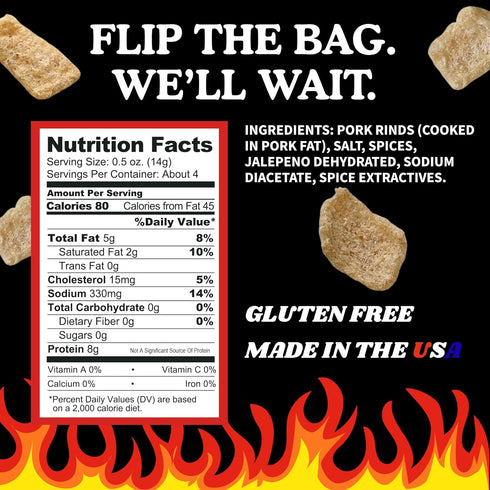(4 Pack) Pork King Good Stupid Hot Pork Rinds - Low Carb, Keto Diet Friendly Snack - Extremely Spicy Chicharrones