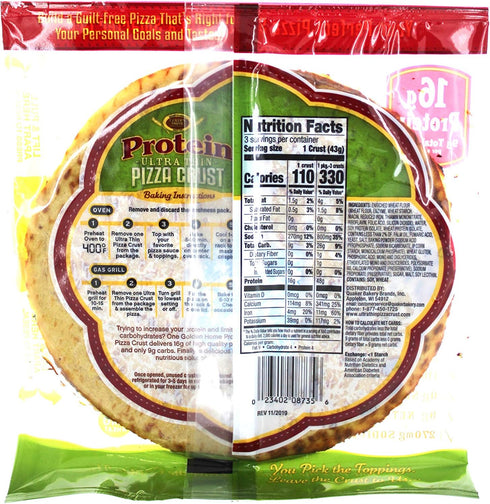 Golden Home 16g 3 Ultra Thin Protein Pizza Crust, crusts