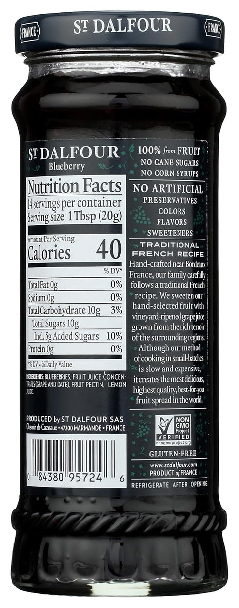 10oz 100% St. Dalfour Blueberry Fruit Spread - - from Fruit, No Artificial Ingredients, Non-GMO, No Cane Sugars, All