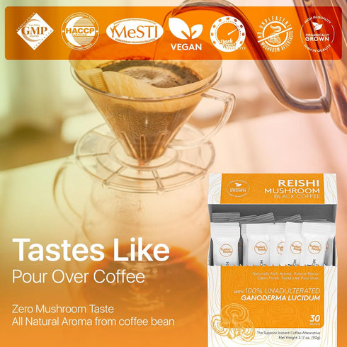 30 counts Reishi Mushroom Black Coffee by fusion foods | All Natural Unadulterated Reishi Mushroom Ganoderma | Robust