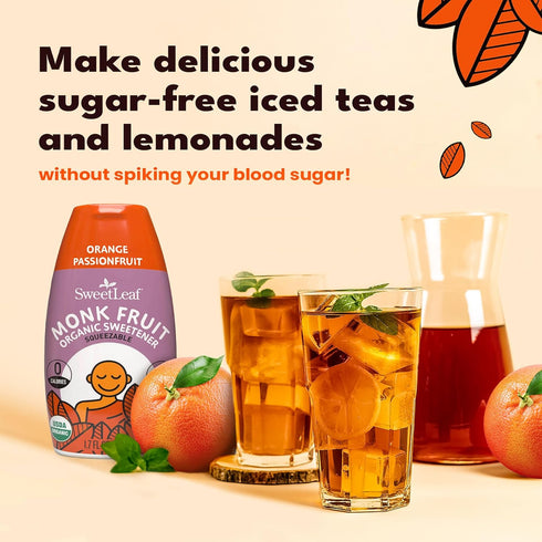 1.7 Oz SweetLeaf Orange Passionfruit Liquid Monk Fruit - Monk Fruit Liquid Sweetener Drops, Organic Monk Fruit Extract