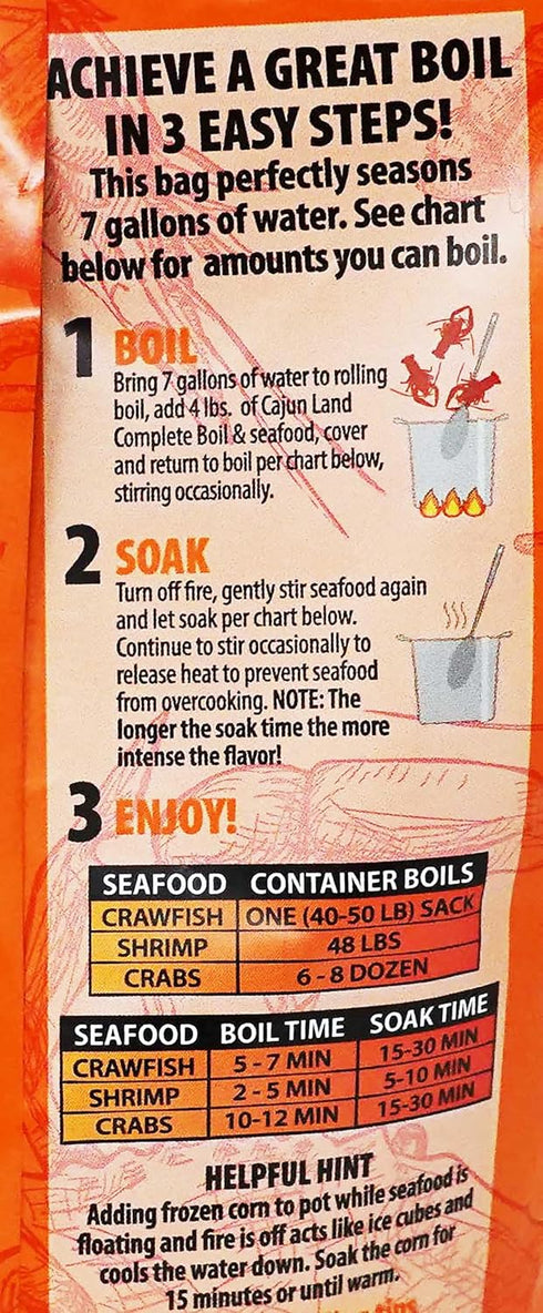 Cajun Land Crab Shrimp Crawfish Boil, Complete, 4 Lbs