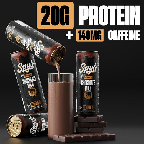 140mg 20g 90 12 Count Spylt High Protein Max Chocolate Milk with Caffeine & Protein - Calories, Ready to Drink, Sugar