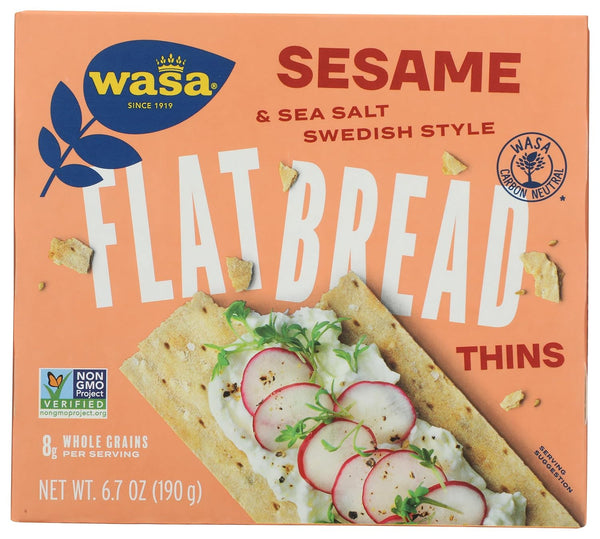 Wasa Flatbread Thins Crackers, Sesame and Sea Salt, 6.7 Ounce (Pack of