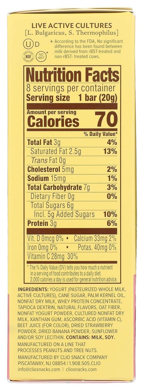 8ct, 5.64 OZ CLIO Strawberry Banana Yogurt Covered Mini Greek Yogurt Bar