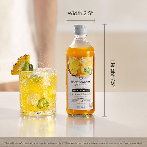 11.1 OZ (Pack 3) SodaStream Crafted Cocktail Mixers: Pineapple Jalapeno Flavor, Non-alcoholic mixers expertly crafted