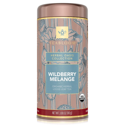 Mlange 3.88 oz/110 35-50 Teabloom Organic Herbal Tea, Wildberry Loose Leaf Tea, Berry Flavor Herbal Tea, USDA Organic