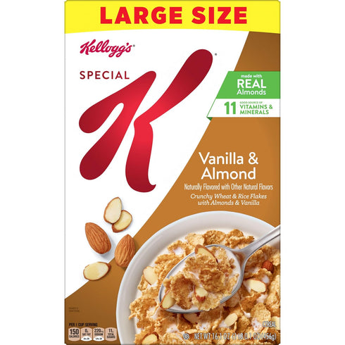 16.1oz (1 (Pack 2) Kellogg's Special K Breakfast Cereal, Fiber Cereal, Family Breakfast, Vanilla and Almond, Box Box)