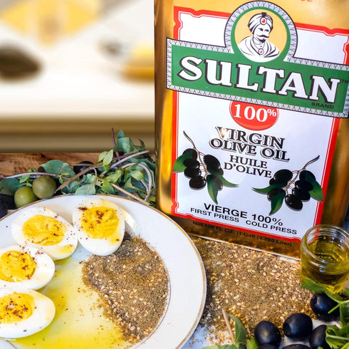 100% (128 OZ 1 Sultan Mediterranean Virgin Olive Oil / Gallon), First Cold Pressed, Rich Fruity Flavor, Imported from