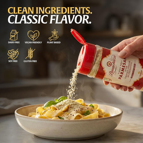 8oz Panacheeza Plant-Based Grated Parmesan Cheese Dairy-Free Vegan Cheese with Cashews, Nutritional Yeast, Garlic