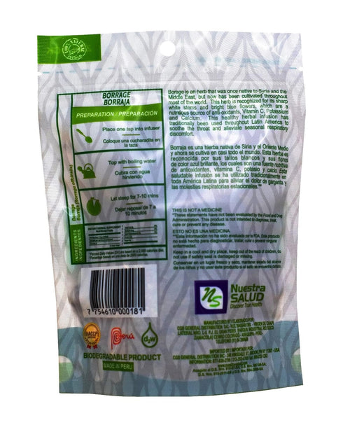 Nuestra Salud Borraja Tea, All-Natural Herbal Tea, 1.06oz, Traditional Dried Herb in Zip-Lock