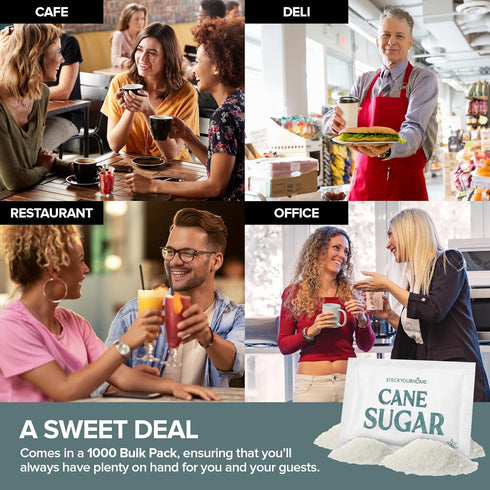 Packets 1000 Count Packs Bulk White Sugar Individual Portion for Hot Drinks Great for Restaurants Offices Schools