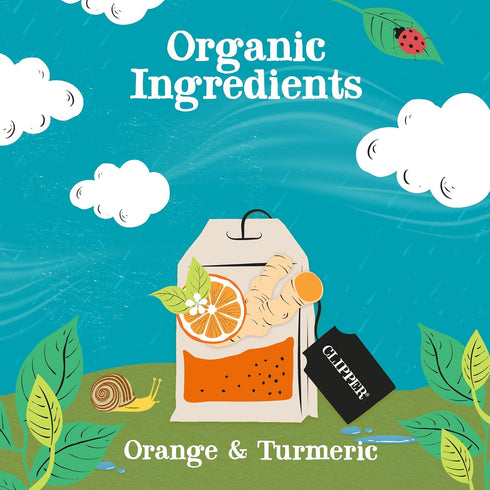 1 Pack, 20 Clipper Tea, Orange & Turmeric, Organic Tea with Licorice Root, Orange Peel and Hibiscus, Plant Based Herbal
