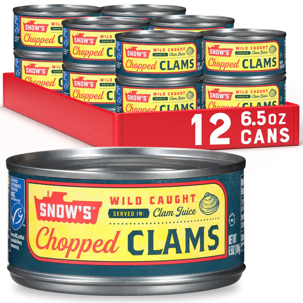 Snow's Wild Caught Chopped Clams Canned, 6.5 oz Can (Pack of 12)