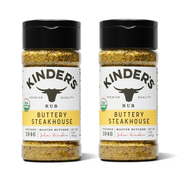 Kinder's Organic Buttery Steakhouse Rub, 3 oz (2 Pack), Premium Quality Seasoning
