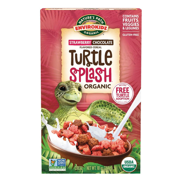 EnviroKidz Organic Turtle Splash Cereal, 10 oz (Pack of 1), Strawberry & Chocolate,