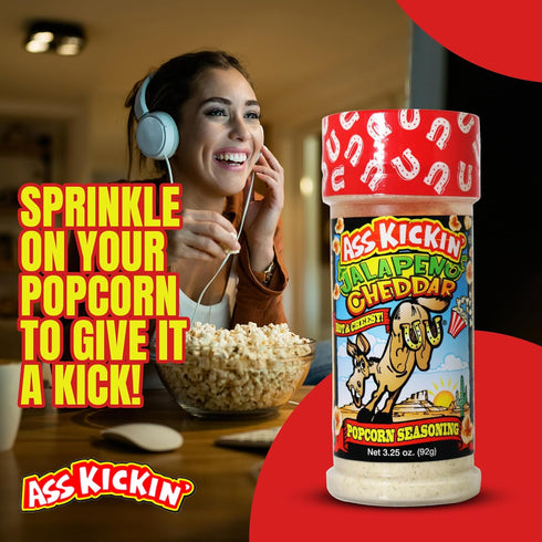 ASS KICKIN' Jalapeno Cheddar Popcorn Seasoning - Great for Gourmet Popcorn or Chicken Wings