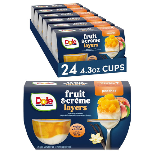 Dole Fruit Bowls Low Fat Peaches & Creme Parfait Snacks, 4.3oz 24