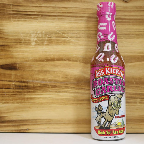 5 oz 3 Pack Ass Kickin' Roasted Garlic Hot Sauce - - Try if you dare Perfect Gourmet Gift for the Hot Sauce Fan