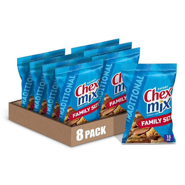 Chex Mix Snack Mix, Traditional, Savory Snack Bag, Family Size, 15 oz