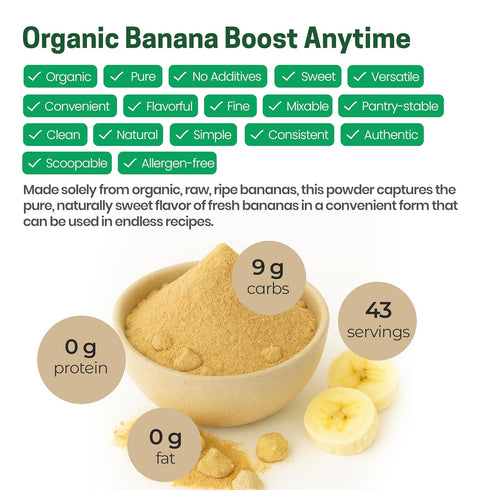 Immunity, 1 lb. Z Natural Foods Organic Banana Powder, Fiber Supplement for Glowing Skin and Enhanced Great in Juice