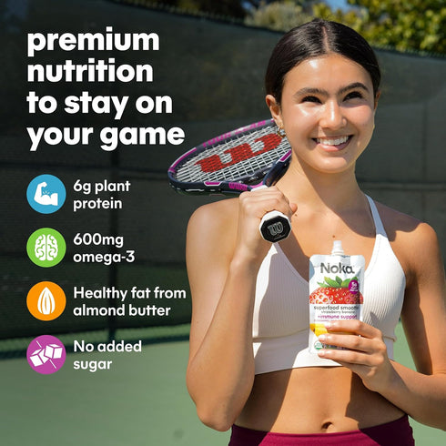4.22 oz (Pack 12) Noka Superfood Fruit Smoothie Pouches, Organic Applesauce Pouches with Apple, Cinnamon & Almond