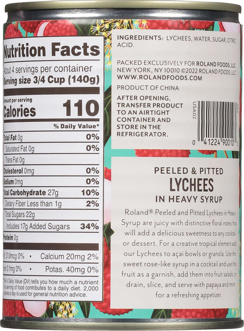 Syrup,20 1 (Pack 1) Roland Lychees in Heavy Ounce, Piece