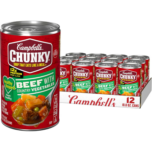 Campbells Chunky Healthy Request Soup, Beef Soup with Country Vegetables, 18.8 Oz