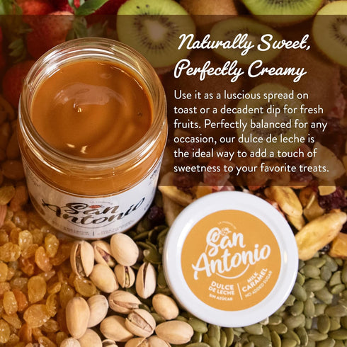 15 oz, Pack 2 San Antonio No Added Sugar Dulce de Leche Classic Milk Caramel Spread - Gluten & Lactose Free Dessert