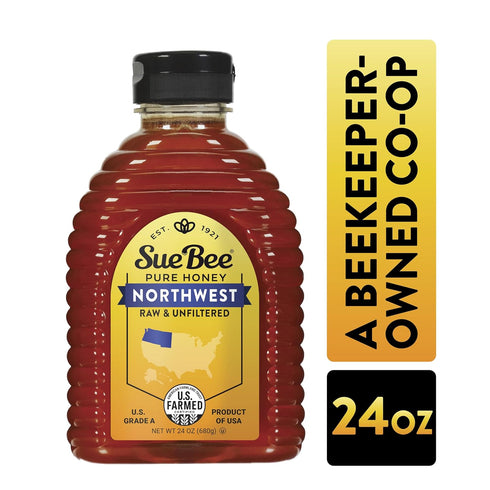 24 (Pack 1) Sue Bee Local Northwest Honey, Raw & Unfiltered, Beekeeper-Owned Co-Op, Product of USA, Regional Honey
