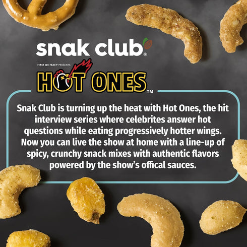 10 oz Snak Club x Hot Ones Snack Mix, Smoky Sweet, Spicy Snacks with Peanuts, Pretzels, Sesame Sticks, Toasted Corn
