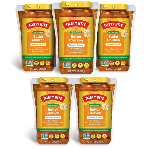 Tasty Bite Punjabi Style Butter Chicken Simmer Sauce, 7-Ounce 5-Pack