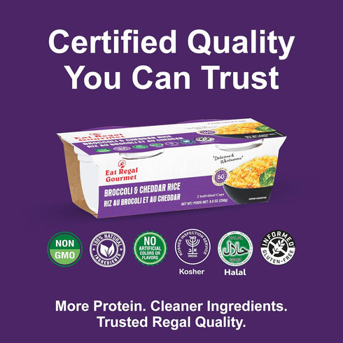 1 8.8 Oz Pack 6 Eat Regal Broccoli & Cheddar Rice, Gluten-Free, Ready in Minutes, Cups