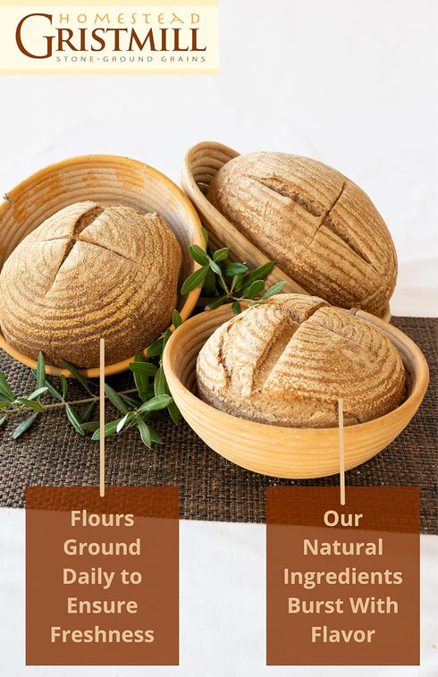 10 Homestead Gristmill Stone Ground Whole Red Wheat Flour - Non-GMO, Chemical-Free Artisanally Milled from Hard Red