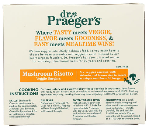 2.5 4 Count Dr. Praeger's, Mushroom Risotto Veggie Burgers, Ounce