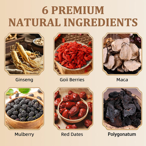 Wanciment 6 Mulberry (1 Bag(20 Ginseng Five Treasures Tea Kidney Tea - Kidney Cleanse Ginseng Six Treasures Teas