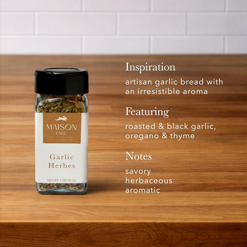 Roasted & Black Garlic Herbs Mix - Salt-Free with Rosemary - for Artisan French Bread, Pita, and Naan | Savory Compound
