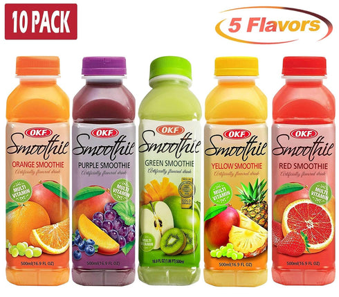 16.9 (5 Pack, 10 Pack) OKF Smoothie, Multi-Vitamin Premium Drink, Fluid Ounce Flavor Variety