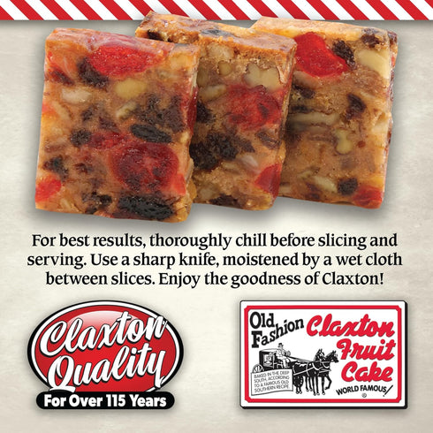 3-Lb. Packed 3 Pack Claxton Fruit Cake Regular Recipe | Old Fashioned Holiday Fruitcake in Signature Claxton Individual