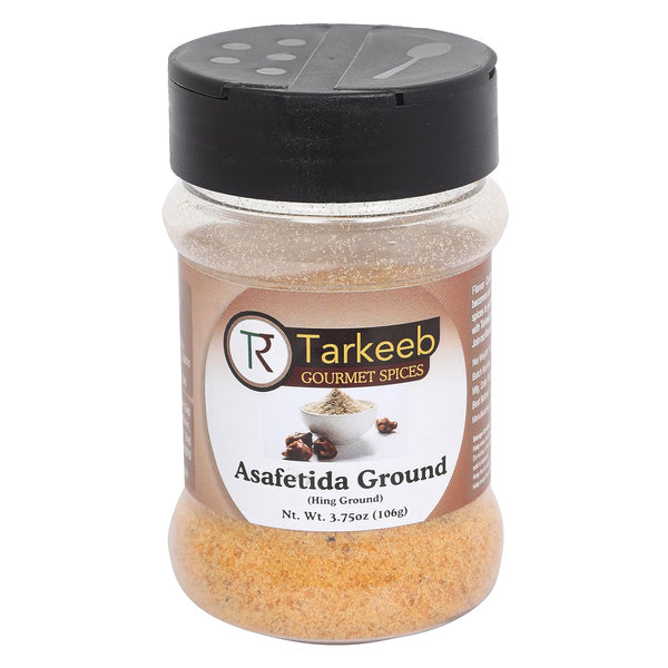 Tarkeeb Asafetida (Hing) Ground 3.75oz Shaker Top PET Jar, All Natural, Vegan, Non-GMO, Indian Spice