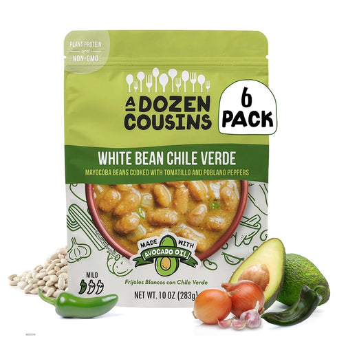 A Dozen Cousins Vegan White Bean Chile Verde 6pk, Seasoned Healthy Microwave