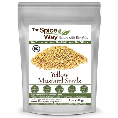 The Spice Way Yellow Mustard Seed, 6oz Whole Seeds for Pickling and Ground Mustard Cooking
