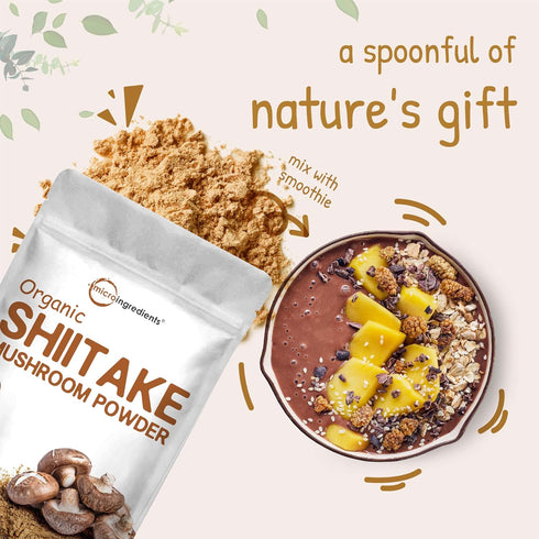 Micro Ingredients Organic Shiitake Mushroom Powder, 8 oz Culinary Superfood for Cooking, Soups & Sauces