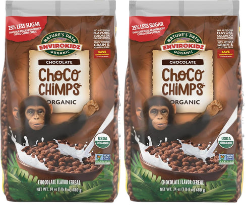 EnviroKidz Organic Choco Chimps Cereal, 24 oz (Pack of 2), Chocolate, Gluten