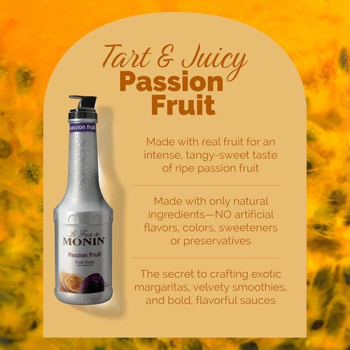1 Monin - Passion Fruit Pure | Premium Pure for Cocktails, Smoothies & More | Clean Label with No Artificial Flavors