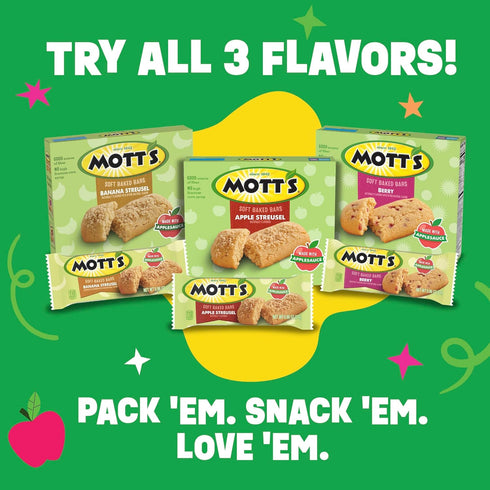 6 5.76 oz Mott's Soft Baked Bars, Banana Streusel, Made with Applesauce, Ct