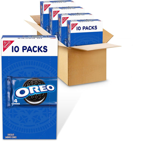 OREO Chocolate Sandwich Cookies, 40 Snack Packs (4 Cookies Per Pack, 4